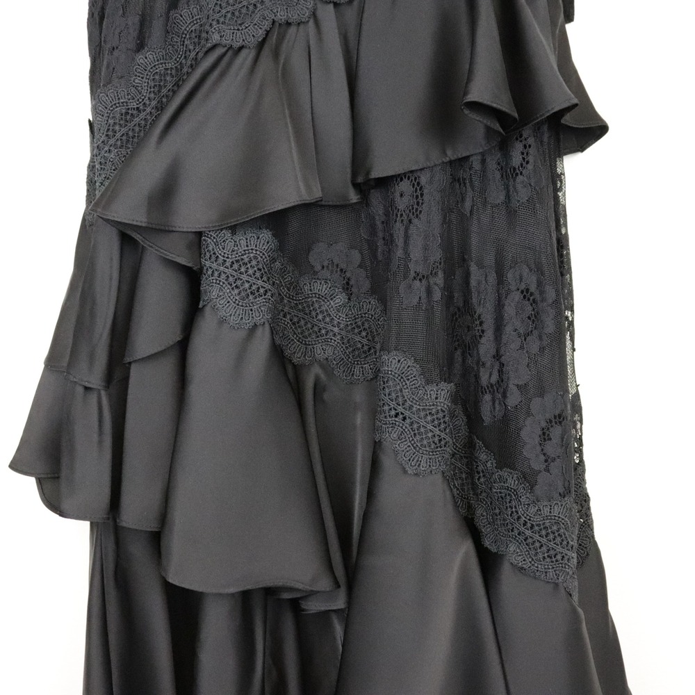 BHLDN Elora Sleeveless V-Neck Ruffle Lace Maxi Dress 6 Formal Gown Black - Picture 5 of 10